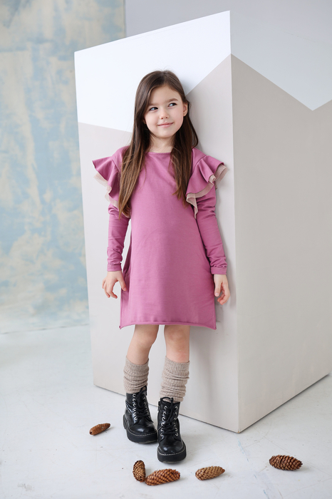 206-22 LUNA DRESS WH  FURBELOW TULLE  / DARK PINK  