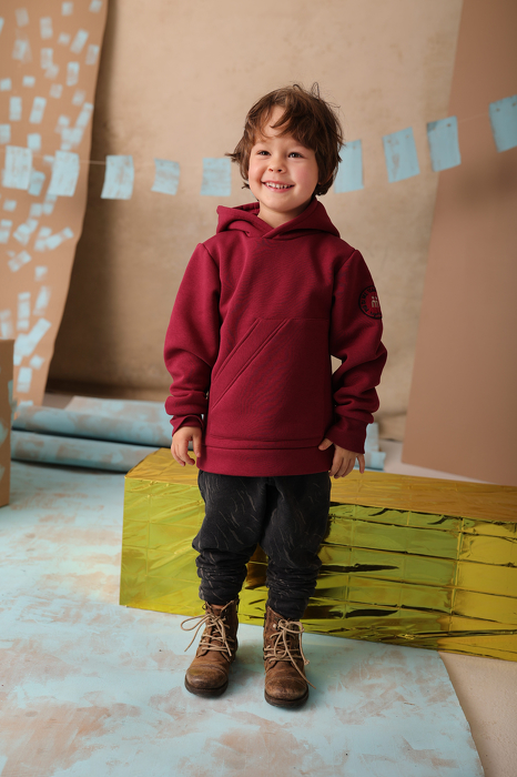 144-23 HOODIE POCKET / BURGUNDY