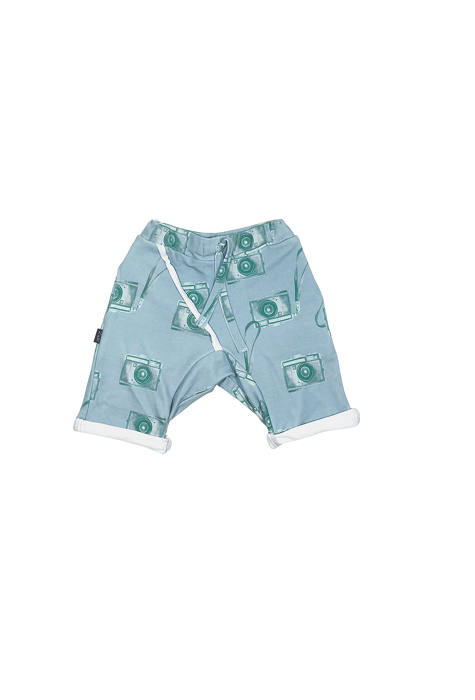 091-22 SHORTS / BLUE CAMERA PRINT 