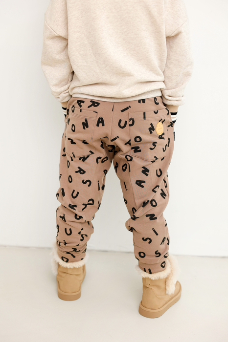 241-25 TROUSERS / BEIGE LETTERS