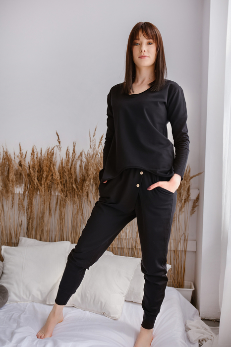 0156-22 WOMAN SWEATSHIRT / BLACK
