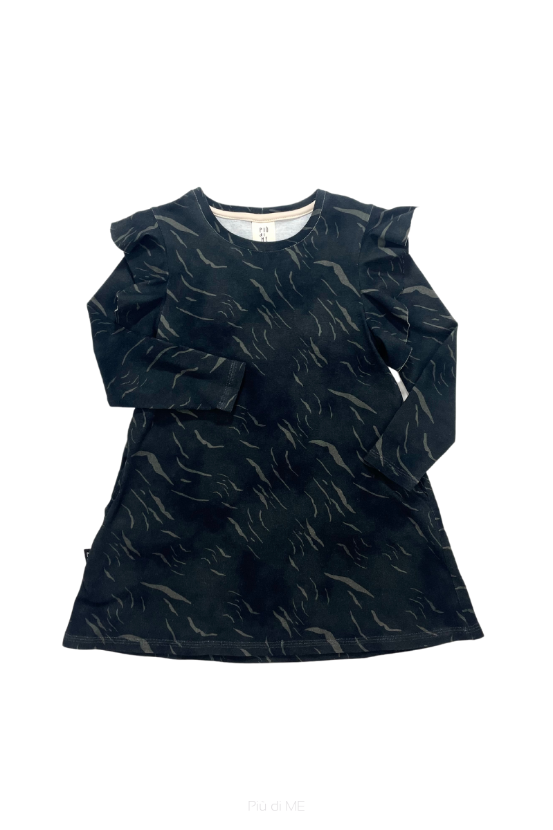 103-23 LUNA  DRESS - CONNECTION PRINT / BLACK - GOTS