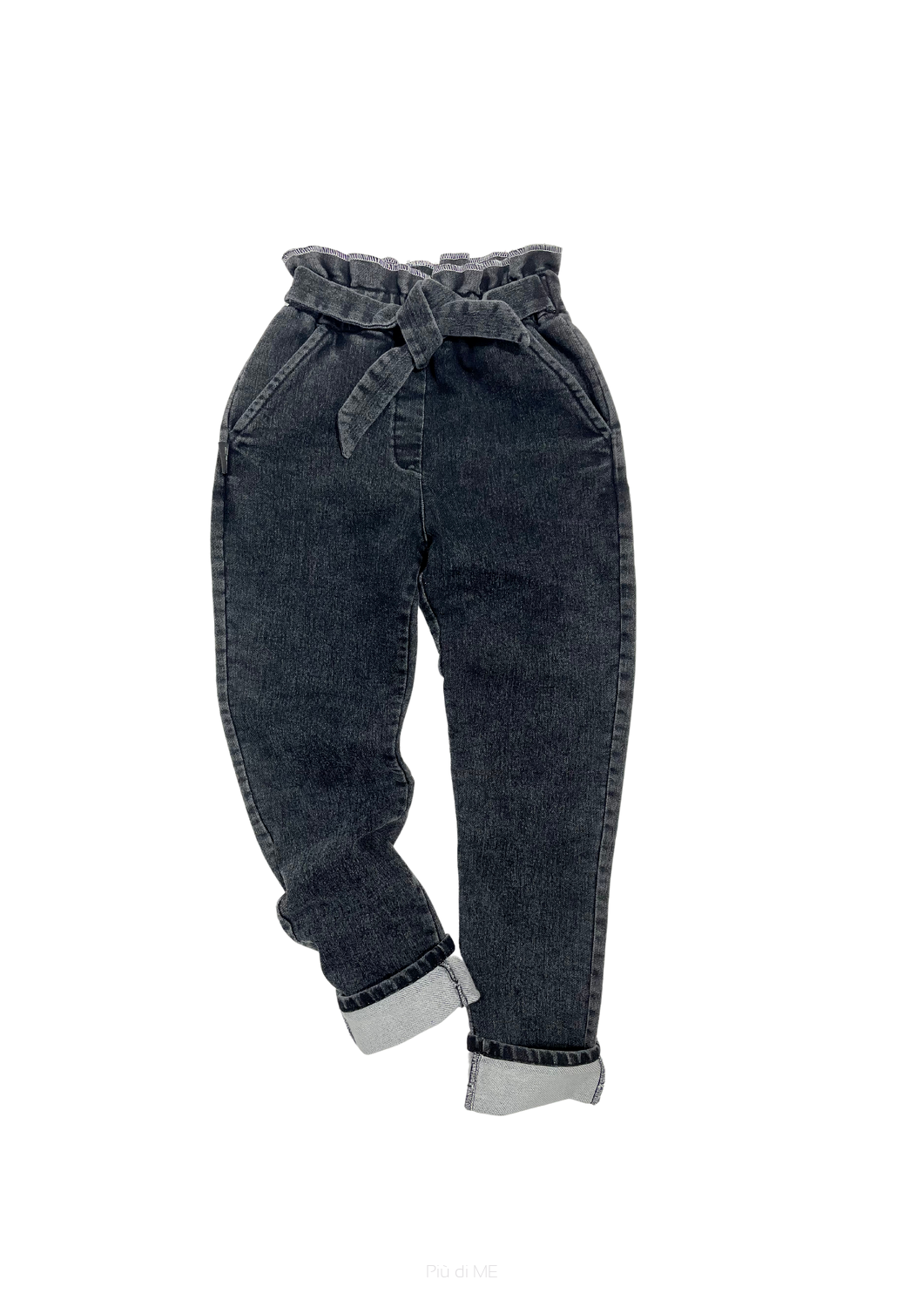 094-21 TROUSERS JEANS CARGO WH BOW / black  
