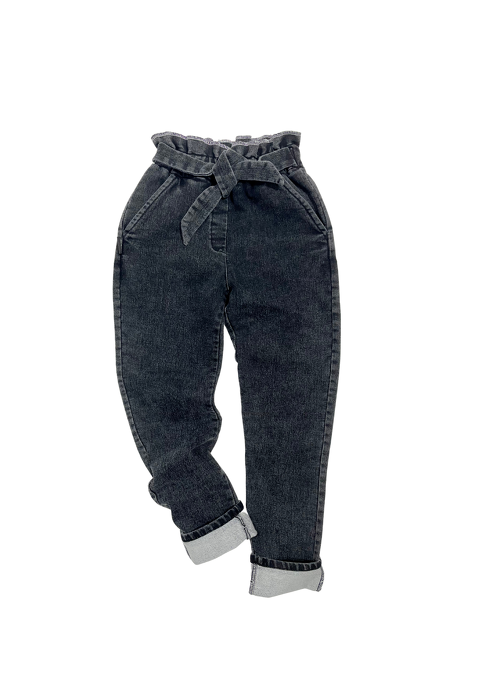 094-21 TROUSERS JEANS CARGO WH BOW / black  