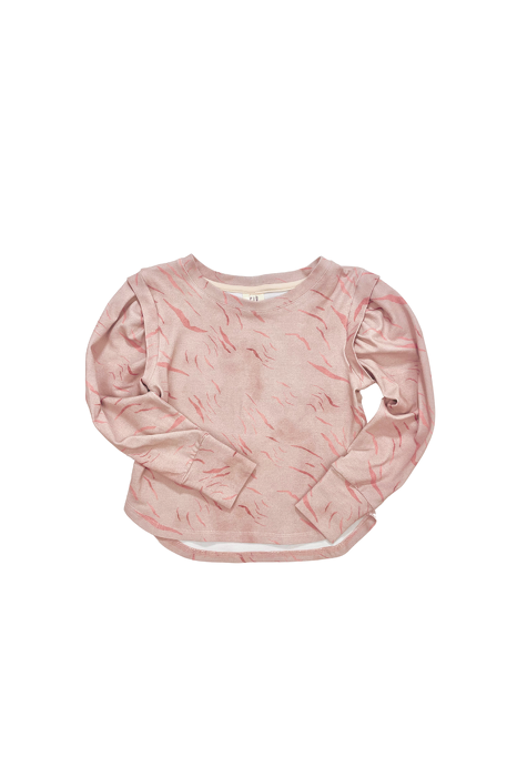120-23 LONGSLEEVE BASIC "PUFF" - CONNECTION PRINT / PINK - GOTS