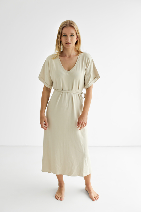 0115-24 MAXI DRESS  - COLOR BEIGE