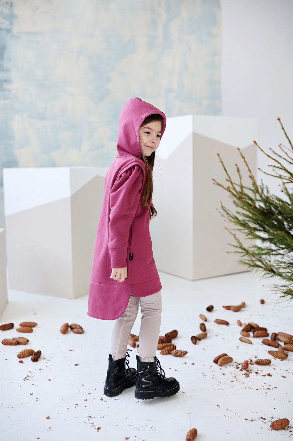 219-22 HOODIE TUNIC / DARK PINK 