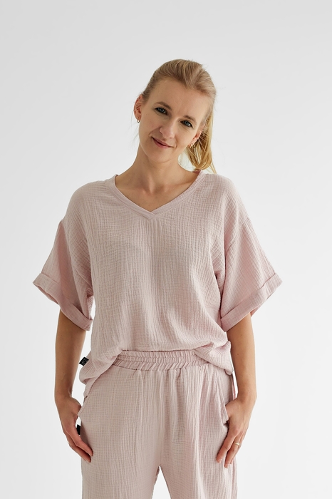 081-23 T-SHIRT MUSLIN - POWDER PINK/ GOTS