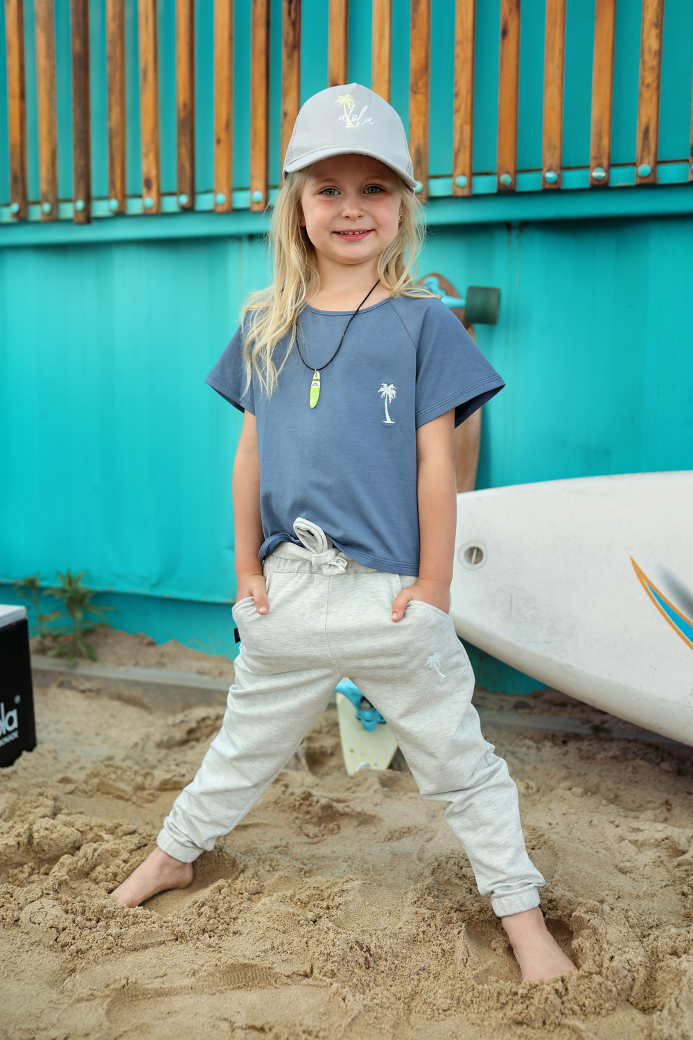 016-23 T-SHIRT NAVY / PALM - GOTS