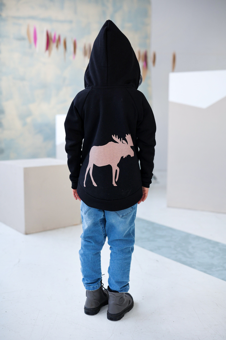 254-22  HOODIE ZIP  / BLACK