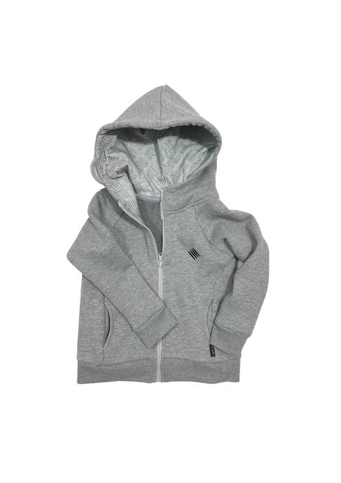 110-21 HOODIE ZIP / melange  & gray diamond plate