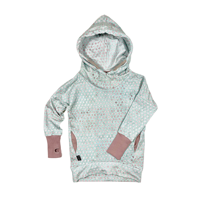 081-21 HOODIE TUNIC / winter tinware dots 
