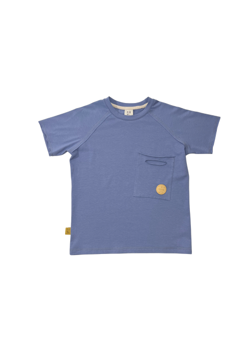 068-25 T-SHIRT ,BRUSH POCKET"  -TONED BLUE
