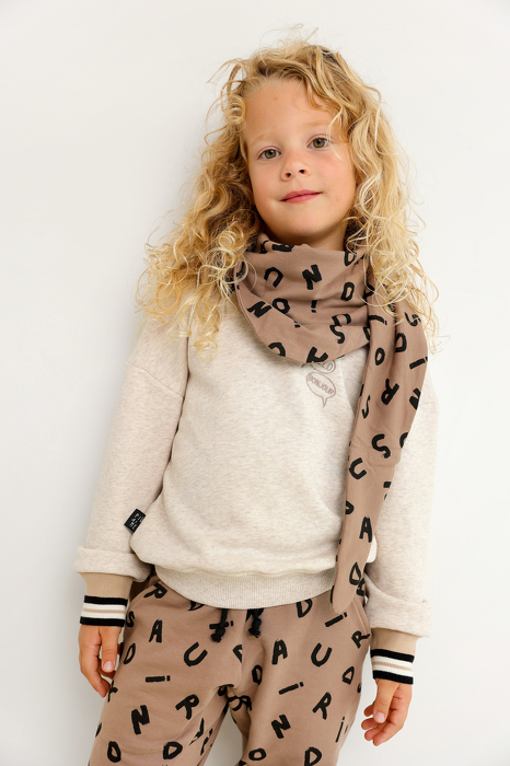 268-25 INFINITI SCARF / BEIGE LETTERS