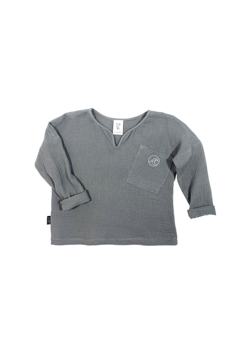 044-23 MUSLIN BLOUSE - GRAPHITE - GOTS
