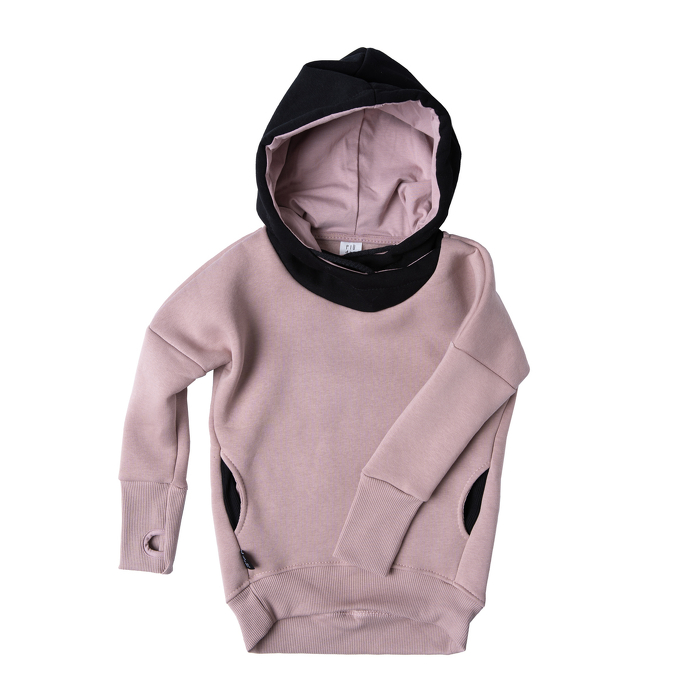 87-20* TUNIC HOODIE / soft pink & black 