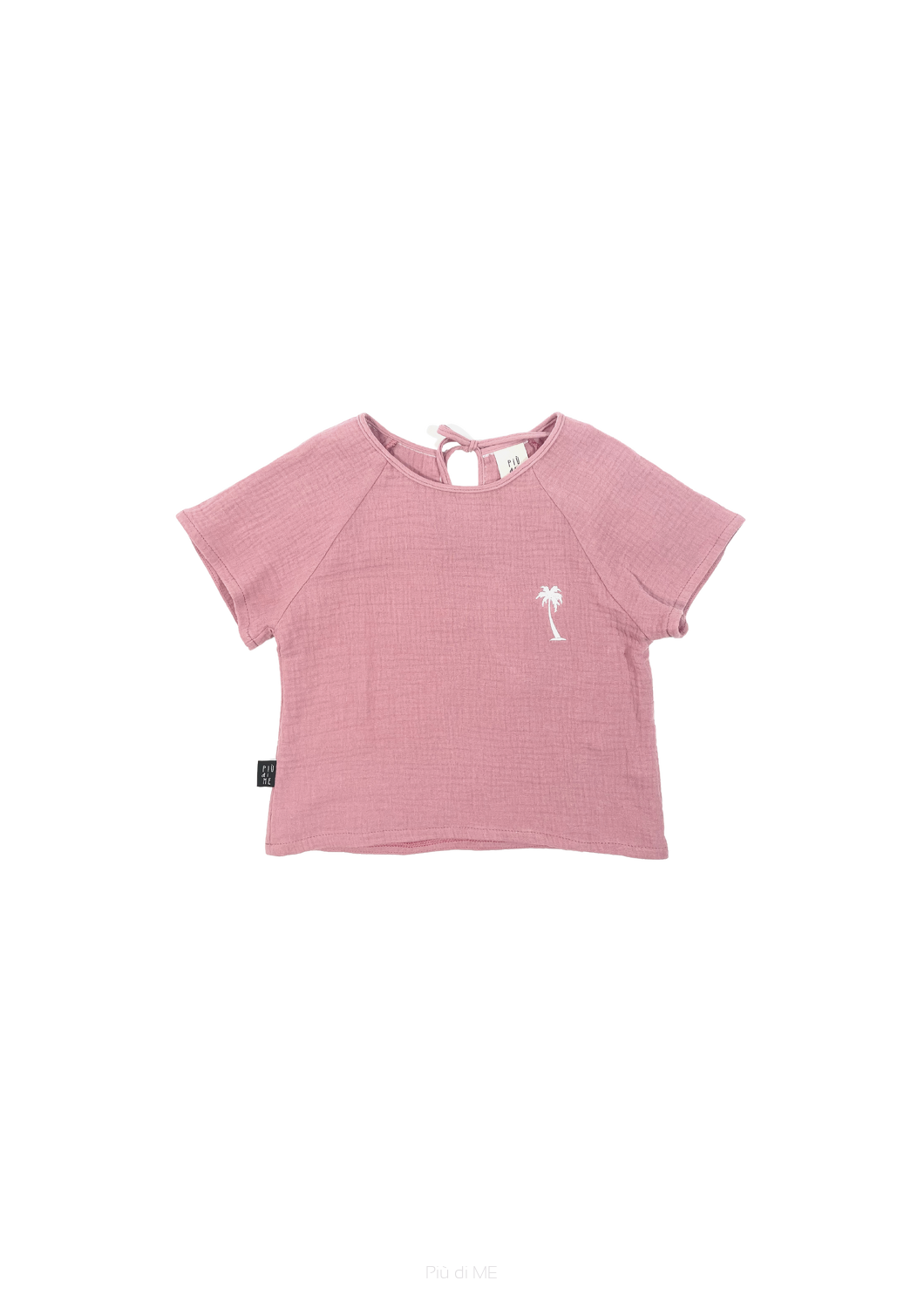 012-23   T-SHIRT MUSLIN - DARK PINK / PALM   - GOTS