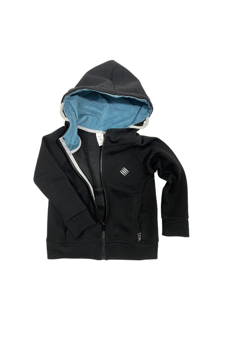 111-21 HOODIE ZIP / black & blue diamond plate
