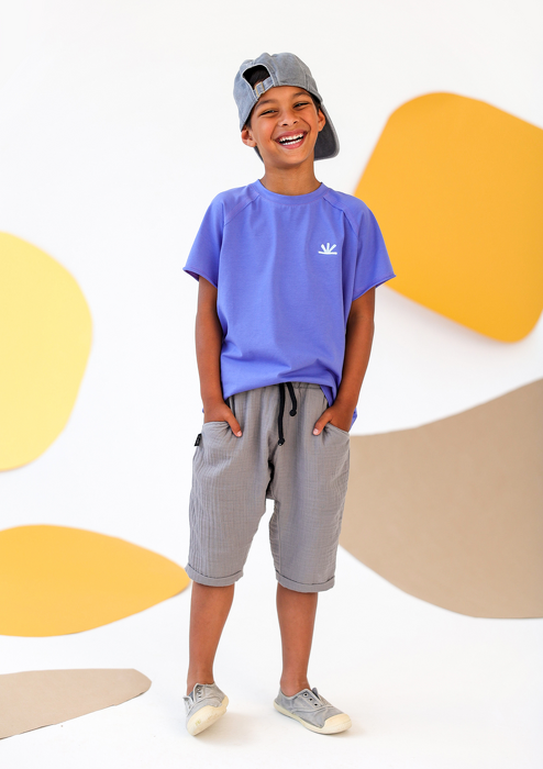 093-24 MUSLIN SHORTS / DARK  GRAY - GOTS