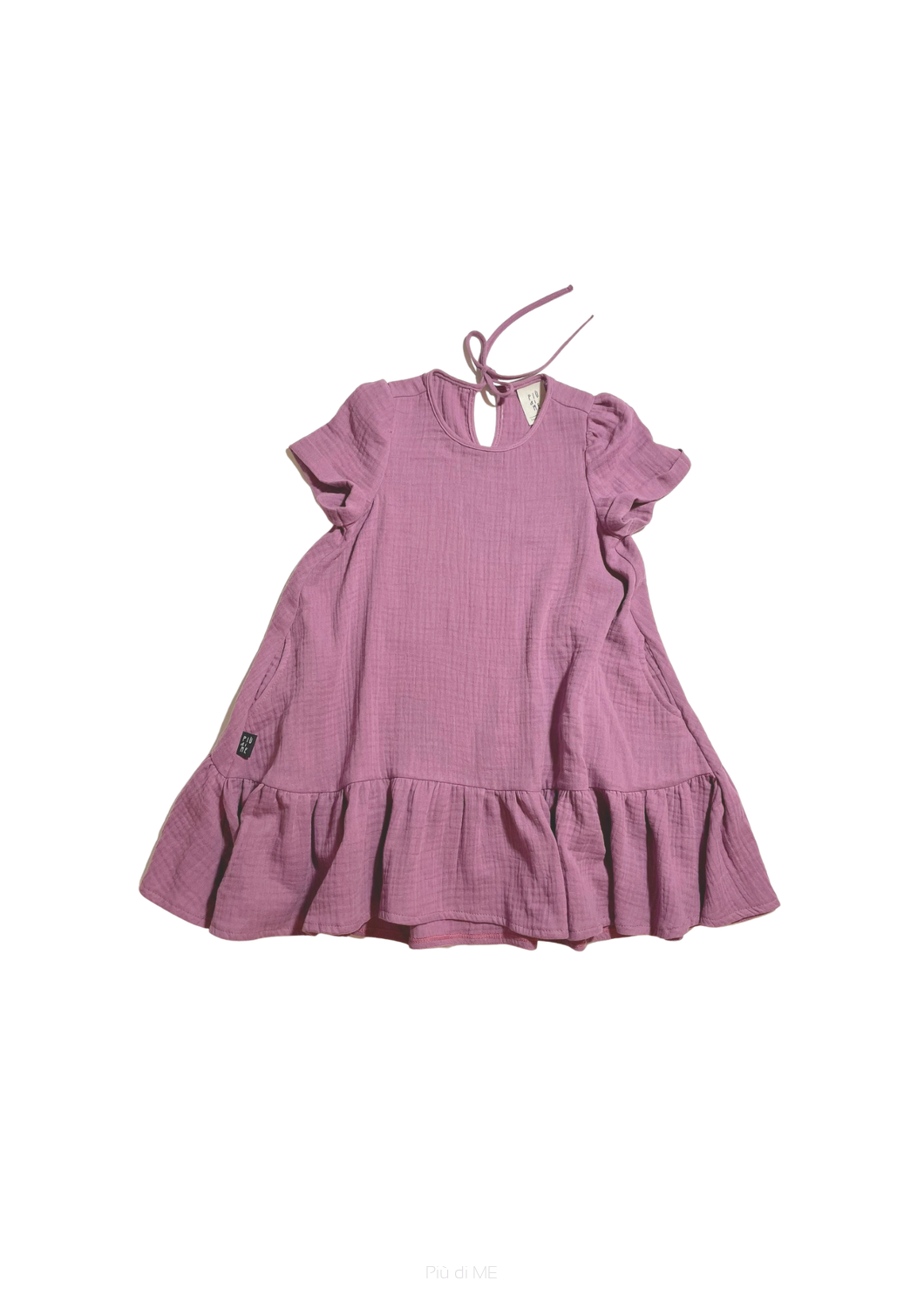 003-23 DRESS WH FURBELOW / BERRY COLOR - GOTS