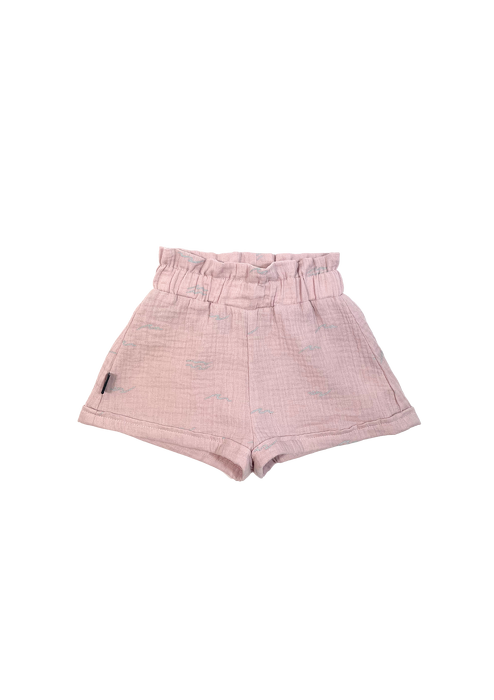 020-23 MUSLIN SHORTS - PINK & WAVE PRINT - GOTS