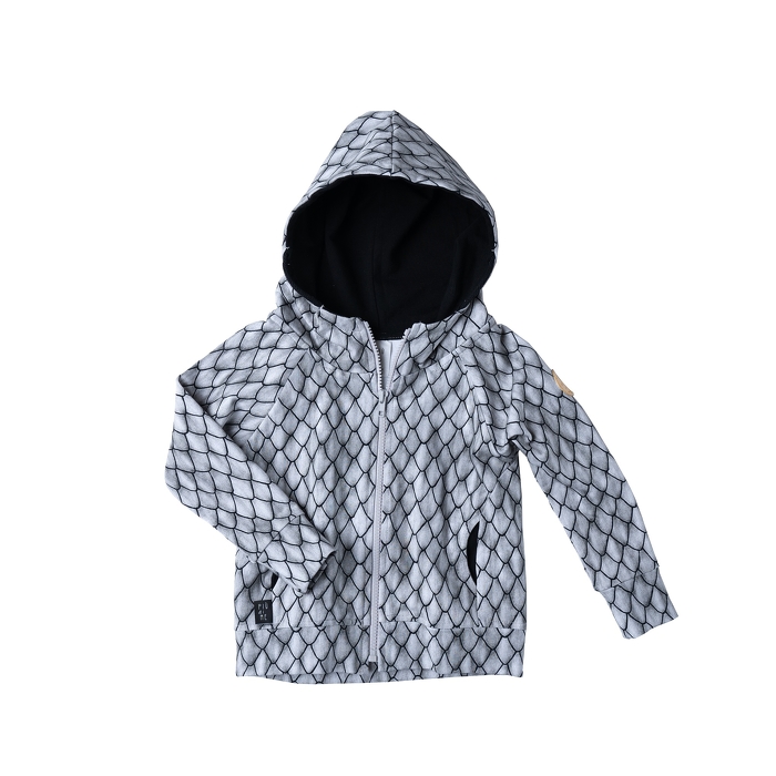 107-20 HOODIE ZIP / all gray dragon scales 