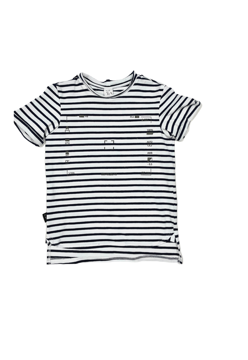40-21 T-SHIRT / NAVY STRIPES  "CAMERA"