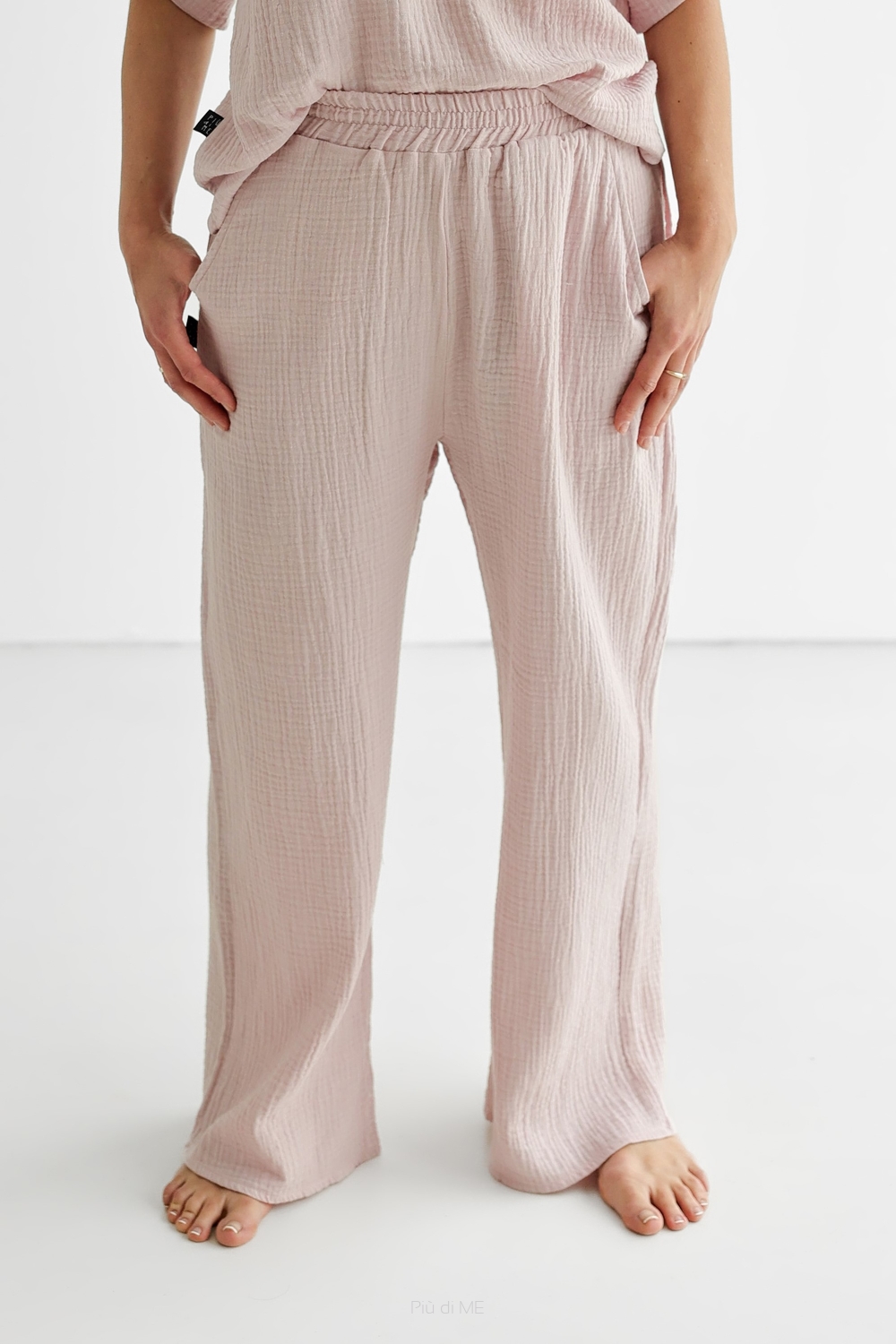 088-23 MUSLIN TROUSERS / POWDER PINK  - GOTS