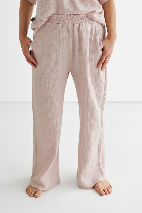 088-23 MUSLIN TROUSERS / POWDER PINK  - GOTS