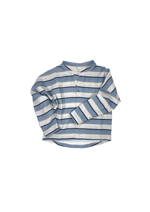 080-24 MUSLIN LONGSLEEVE / ROAD /  BLUE & WHITE -GOTS