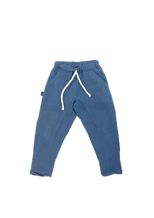 068-23 MUSLIN HAREM TROUSERS / DARK BLUE - GOTS  