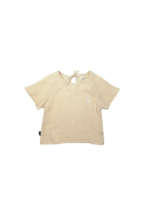 011-23  T-SHIRT MUSLIN-  CREAMY / PALM - GOTS