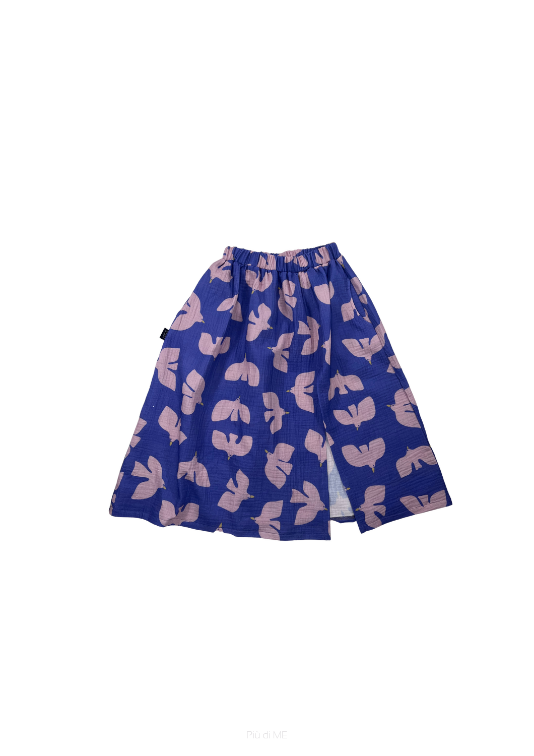 040-24 MUSLIN MAXI SKIRT  / BIRDS PRINT / VIOLET - GOTS