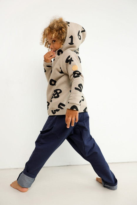 225-25 HOODIE ZIP / BEIGE NUMBERS 