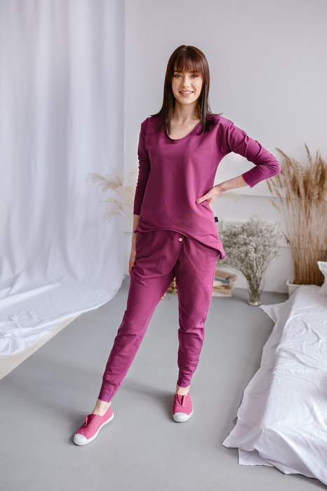 0157-22 WOMAN SWEATSHIRT / RED-VIOLET
