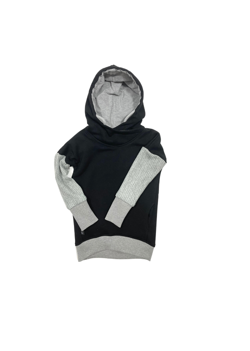 082-21 HOODIE TUNIC / winter black & gray 