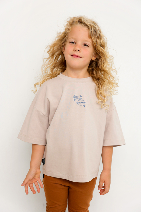 253-25 TSHIRT / BEIGE - HELLO, BONJOUR