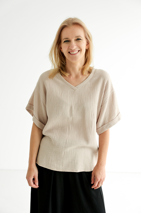 085-23 T-SHIRT MUSLIN - BEIGE / GOTS