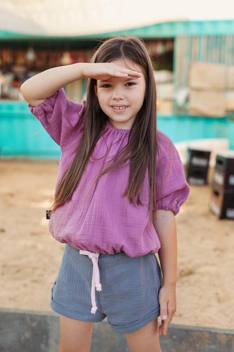019-23 MUSLIN BLOUSE -/BERRY COLOR - GOTS