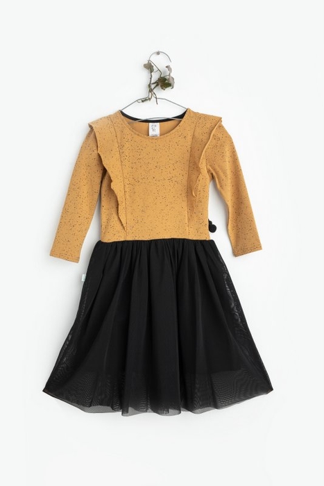 19-113 TULLE DRESS / CAMEL & BLACK