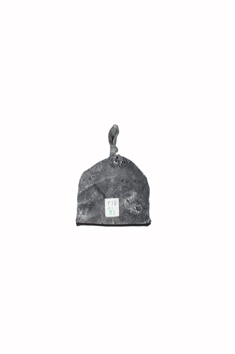 1854/ CZAPKA / BABY BEANIE WINTER / DARK MOON wh BOW