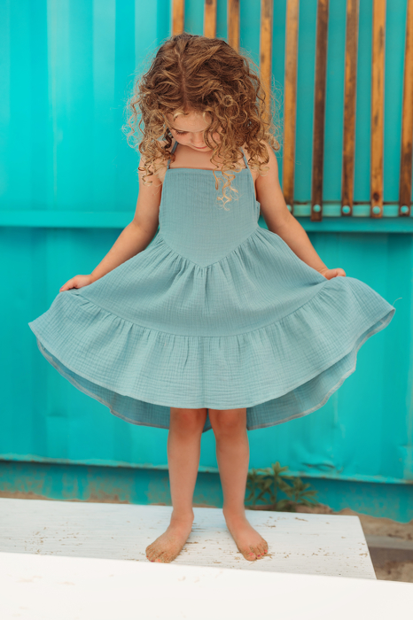 009-23 WINDY MUSLIN DRESS / MARITIME - GOTS