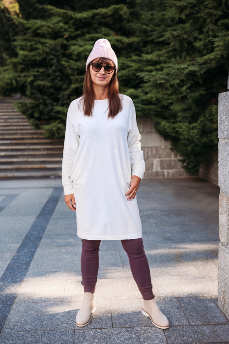 154-21 SPOTTED DRESS WOMEN / NATURAL