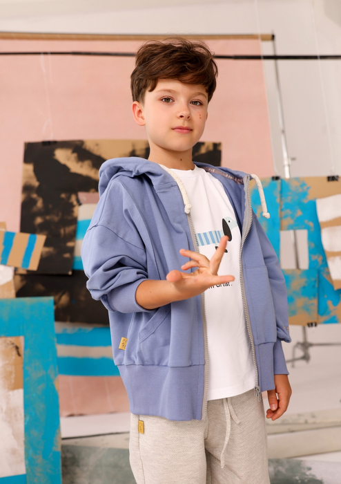 059-25 "MORE THAN ME " HOODIE ZIP - BLUE LAGUNE