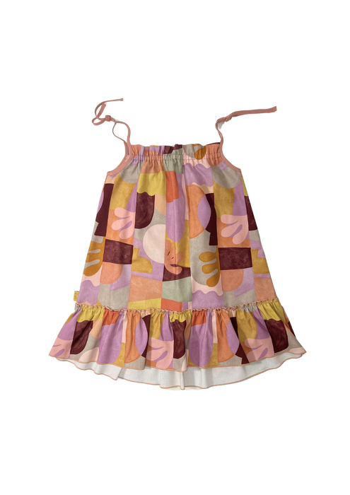 001-25 SUMMER DRESS - ARTIST PATTERN - WARM SHADES