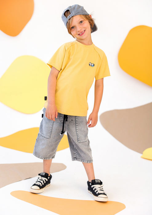 066-24 T-SHIRT WH EYES / MUTE YELLOW