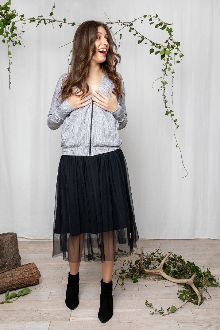 19-153 WOMAN TULLE SKIRT  / BLACK