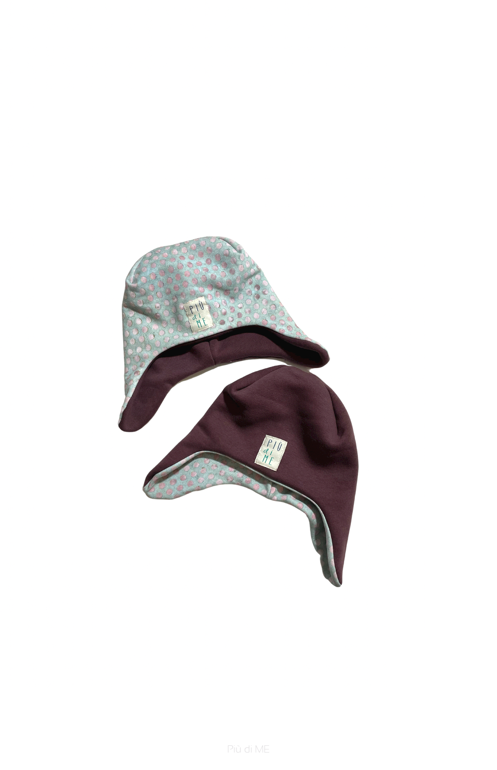 139*-21 CZAPKA / BEANIE WINTER - eggplant & pastel dots