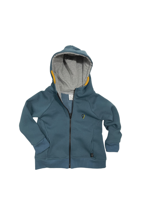 109-21 HOODIE ZIP / blue stone  & gray 
