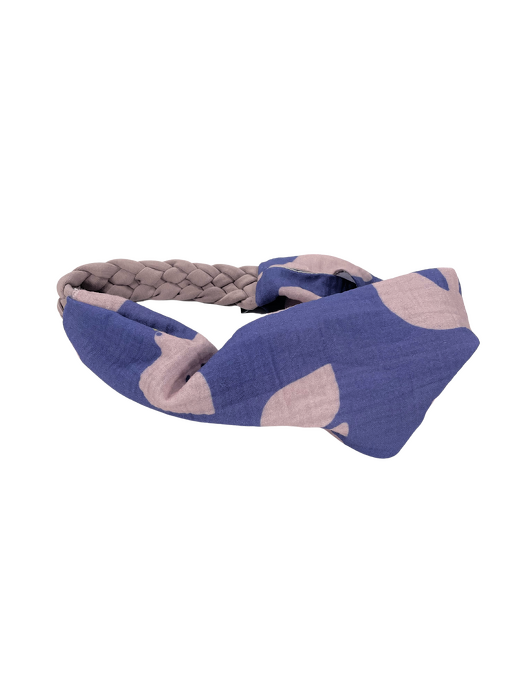 0109-24	HEADBAND MUSLIN/ BIRDS PRINT / VIOLET - GOTS